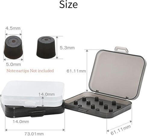 A2 Portable Headphone eartips case Silicone IEM Eartip Cap Storage Box for 4mm - 6mm Memory Foam Eartips Earbud Replacement Tips Dustproof Case (Pack of 2 Pieces) (Transparent Black) in Kuwait