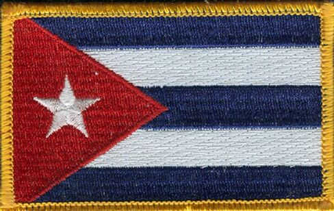 Cuba Embroidered Flag Patch and Cuban Flag Lapel Pin Set, One of Each Item is Included in Saudi Arabia