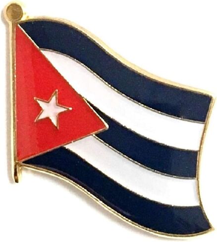Cuba Embroidered Flag Patch and Cuban Flag Lapel Pin Set, One of Each Item is Included in Saudi Arabia