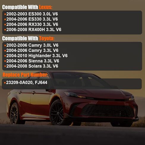 2002-2010 6 قطعة حاقن الوقود متوافق مع لكزس ES300 ES330 RX330 RX400h 2002-2008 3.0L 3.3L V6، لتويوتا كامري هايلاندر سيينا سولارا 2002-2010 3.0L 3.3L V6 استبدال 23209-0A020 FJ644 in Saudi Arabia