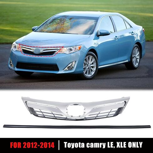 PENSUN Front Upper Bumper Grill Grille Compatible with 2012 2013 2014 Toyota Camry L LE XLE Grille Mesh Chrome Replacement For TO1200343 in Saudi Arabia
