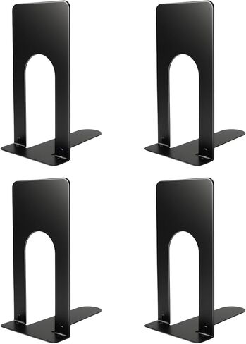 Book Ends for Shelves, 4 Pack Metal Bookends, Compact Book Stopper for Small Books, CDs, Vinyl Records, Desk & Classroom Organizer, 3.9x2.8x5.2 Inch in Saudi Arabia