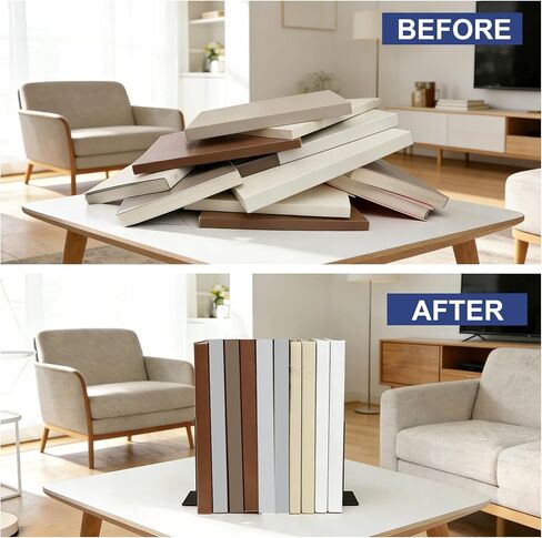 Book Ends for Shelves, 4 Pack Metal Bookends, Compact Book Stopper for Small Books, CDs, Vinyl Records, Desk & Classroom Organizer, 3.9x2.8x5.2 Inch in Saudi Arabia