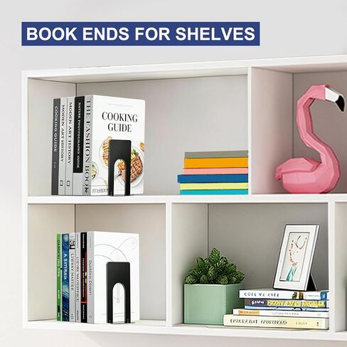 Book Ends for Shelves, 4 Pack Metal Bookends, Compact Book Stopper for Small Books, CDs, Vinyl Records, Desk & Classroom Organizer, 3.9x2.8x5.2 Inch in Saudi Arabia