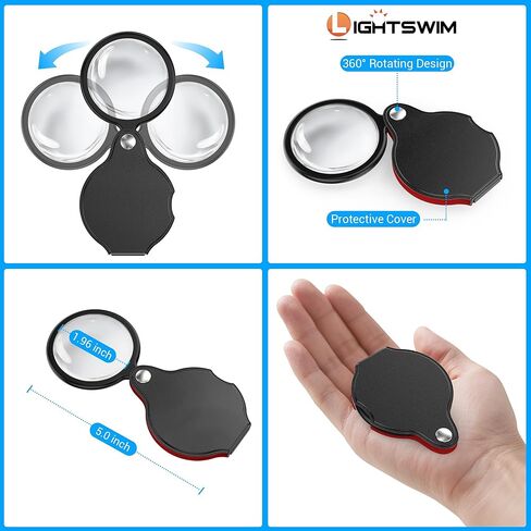 عدسة مكبرة لملابس الرقبة مع ضوء للعمل عن قرب، عدسة مكبرة مضاءة محمولة مقاس 5.5 بوصة 5X لقراءة الكتب، تتضمن قطعتين من النظارات المكبرة الصغيرة 10X مع غمد واقي in Kuwait