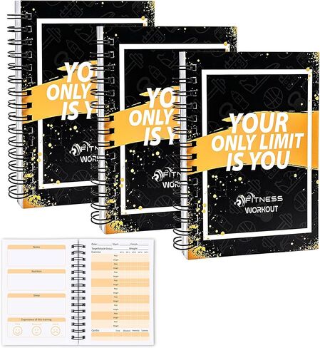 YHNTGB 3 PCS Fitness tracker journal Portable fitness workout notebook 90-Day Perfect Workout Planner for Tracking Your Daily Progress,5.5 x 3.93 inch in Kuwait