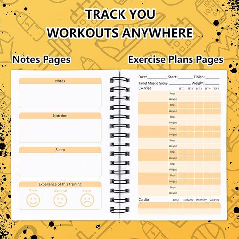 YHNTGB 3 PCS Fitness tracker journal Portable fitness workout notebook 90-Day Perfect Workout Planner for Tracking Your Daily Progress,5.5 x 3.93 inch in Kuwait