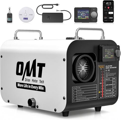 Orion Motor Tech Portable Diesel Heater, 8kW Camper Heater with CO Alarm Auto Shutoff, Diesel Parking Heater for Car Truck Boat RV with 1.7gal Tank Bluetooth Remote Control for 12/24V DC 110V Power in Saudi Arabia