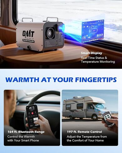 Orion Motor Tech Portable Diesel Heater, 8kW Camper Heater with CO Alarm Auto Shutoff, Diesel Parking Heater for Car Truck Boat RV with 1.7gal Tank Bluetooth Remote Control for 12/24V DC 110V Power in Saudi Arabia