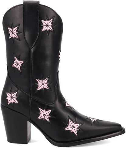 Dingo Womens Starburst Metallic Tooled Inlay Snip Toe Pull On Casual Boots Ankle High Heel 3" & Up - Silver in Saudi Arabia