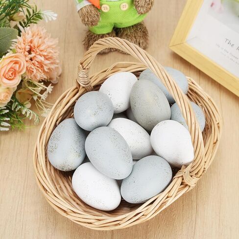30 Pcs Easter Speckled Vintage Eggs Neutral Textured Plastic Eggs Boho Easter Decor Rustic Pastel Bowl Basket Vase Fillers Farmhouse Spring Decorations for Home Table DIY Craft in Saudi Arabia