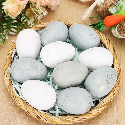 30 Pcs Easter Speckled Vintage Eggs Neutral Textured Plastic Eggs Boho Easter Decor Rustic Pastel Bowl Basket Vase Fillers Farmhouse Spring Decorations for Home Table DIY Craft in Saudi Arabia