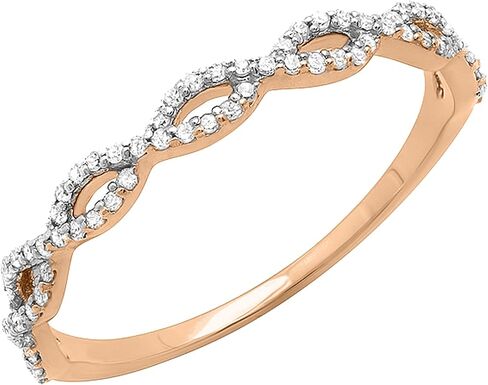 Dazzlingrock Collection 0.20 Ctw Natural Round White Diamond Infinity Crossover Swirl Wedding Band for Women in 10K Solid Gold in Saudi Arabia