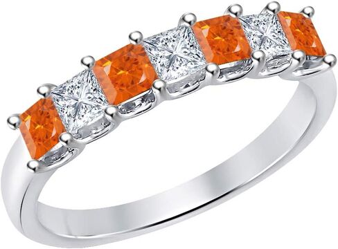 Princess Cut Gemstone Half Eternity 14k White Gold Plated Wedding 7-Stone Band Ring for Women in Kuwait