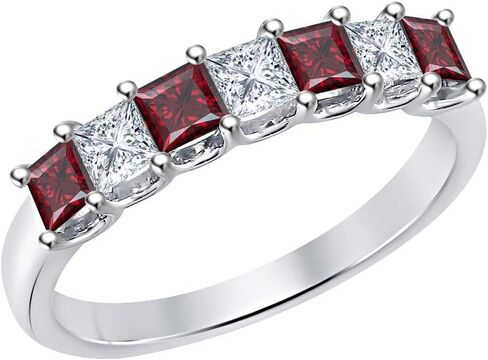Princess Cut Gemstone Half Eternity 14k White Gold Plated Wedding 7-Stone Band Ring for Women in Saudi Arabia