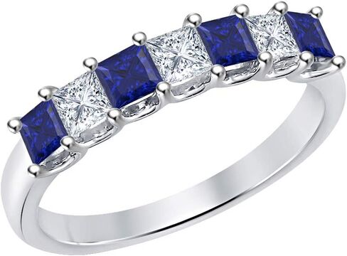 Princess Cut Gemstone Half Eternity 14k White Gold Plated Wedding 7-Stone Band Ring for Women in Saudi Arabia