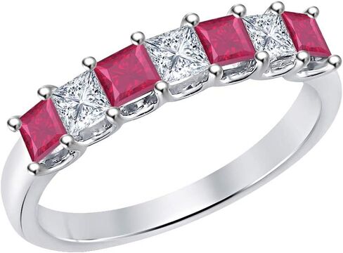 Princess Cut Gemstone Half Eternity 14k White Gold Plated Wedding 7-Stone Band Ring for Women in Saudi Arabia