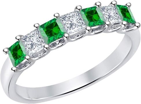 Princess Cut Gemstone Half Eternity 14k White Gold Plated Wedding 7-Stone Band Ring for Women in Saudi Arabia