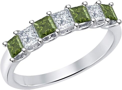 Princess Cut Gemstone Half Eternity 14k White Gold Plated Wedding 7-Stone Band Ring for Women in Saudi Arabia
