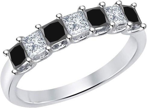Princess Cut Gemstone Half Eternity 14k White Gold Plated Wedding 7-Stone Band Ring for Women in Saudi Arabia