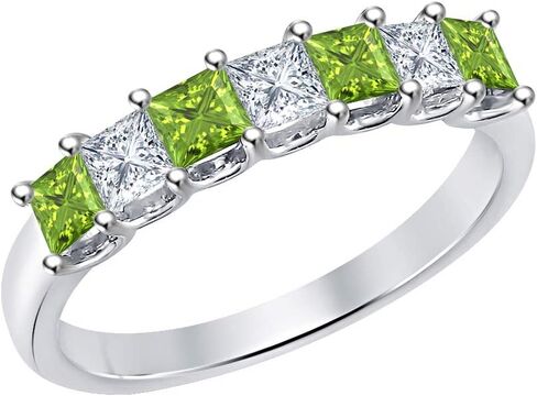 Princess Cut Gemstone Half Eternity 14k White Gold Plated Wedding 7-Stone Band Ring for Women in Saudi Arabia