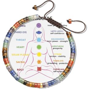 7 Chakra Crystal Bracelet for Women, Healing Stone Spiritual Bracelets for Meditation & Anxiety Relief, Adjustable Size Inspirational Gifts for Her with Gift Box in Saudi Arabia