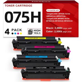 خرطوشة حبر عالية السعة 075H بديلة متوافقة لمجموعة خرطوشة الحبر Canon 075H 075 H للطابعة imageCLASS LBP646Cdw LBP647Cdw MF662Cdw MF663Cdw MF665Cdw LBP640C MF660C سلسلة 4 عبوات in Kuwait