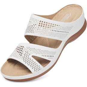 SHIBEVER Wedge Sandals for Women Dressy: Comfortable Summer Casual Walking Sandals - Slip On Open Toe Low Wedge Shoes Size 5-11 in Saudi Arabia