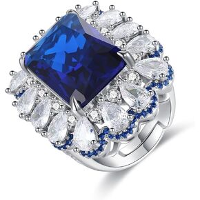 Cubic Zirconia Ring for Women, Vintage Simulated Emerald Ring, Statement Birthstone Ring Wedding Engagement Promise Ring,Blue,Green in Kuwait