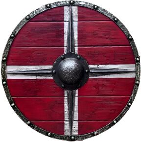 Troy Artefacts® 24 Inches Valhalla Authentic Battleworn Dane Wooden Vikings Shield. Red in Saudi Arabia