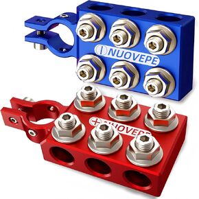 موصل طرفي للبطارية شديد التحمل: أطراف بطارية السيارة ذات 12 اتجاهًا، مقاومة للتآكل من الألومنيوم، 8AWG حتى 4/0(XL) مقياس AWG، يناسب العمود العلوي SAE/DIN/EN لصوت السيارة، والونش، والشاحنة، والطرق الوعرة in Kuwait