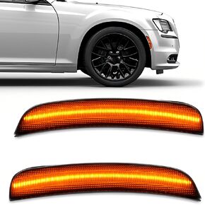 مصابيح LED للعلامات الجانبية من HECASA متوافقة مع 2015-2023 كرايسلر 300 لاستبدال CH2551136 CH2550136 مصابيح وقوف السيارات ذات الإشارة الممتصة للصدمات قطعتان من عدسات الدخان الأمامية باللون الأصفر LED in Kuwait