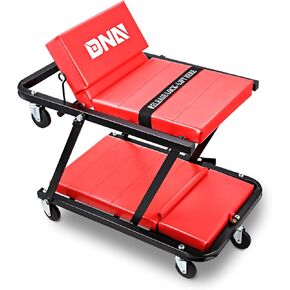 DNA Motoring 36 Inches Folding 2 in 1 Rolling Z Creeper, Adjustable Roller Garage Chair Lay Down or Sit, 6 Pcs Casters, 330 LBS / 150kg Weight Capacity, Black, TOOLS-00493 in Kuwait