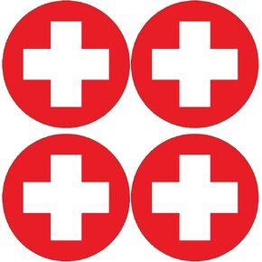 ملصق دائري من الفينيل مطبوع عليه صليب طبي دائري للسيارات والشاحنات والكمبيوتر المحمول على الحائط مقاس 2 بوصة × 2 بوصة (عبوة من 4 قطع) in Kuwait
