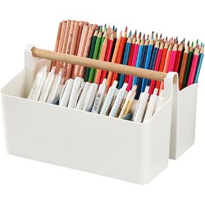 منظم مكتب، حامل أقلام، منظم أقلام التحديد مع 8 حجرات - صندوق تخزين أقلام رصاص بلاستيكي محمول للوازم المكتبية والمواد الفنية والتنظيم المنزلي (أبيض كبير) in Kuwait