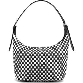 حقيبة كتف منسوجة من NIUEIMEE ZHOU للنساء حقيبة يد هوبو بمربعات من البولي يوريثان مع شريطين قابلين للتعديل in Kuwait