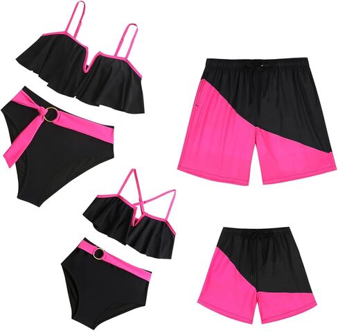 ملابس سباحة Mommy and Me مكونة من قطعتين مكشكشة طقم بيكيني مناسب للعائلة لباس سباحة هاواي in Kuwait