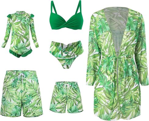 ملابس سباحة Mommy and Me مكونة من قطعتين مكشكشة طقم بيكيني مناسب للعائلة لباس سباحة هاواي in Kuwait