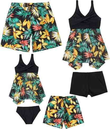 ملابس سباحة Mommy and Me مكونة من قطعتين مكشكشة طقم بيكيني مناسب للعائلة لباس سباحة هاواي in Kuwait