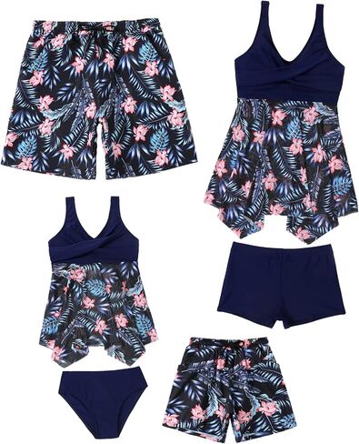 ملابس سباحة Mommy and Me مكونة من قطعتين مكشكشة طقم بيكيني مناسب للعائلة لباس سباحة هاواي in Kuwait