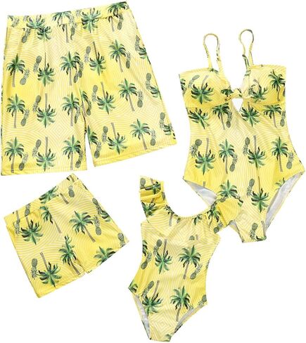 ملابس سباحة Mommy and Me مكونة من قطعتين مكشكشة طقم بيكيني مناسب للعائلة لباس سباحة هاواي in Kuwait