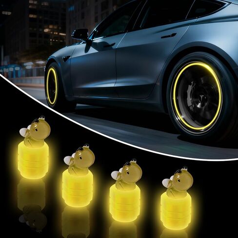 4 Pack Glow in The Dark Tire Valve Caps, Cute Cat Valve Stem Caps, Universal Tire Air Cap Covers for Car,SUV,Bike, Motorcycle (Cat) in Saudi Arabia
