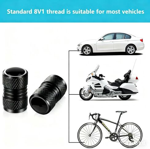 4 pcs Tire Valve Stem Caps, Compatible with Series Stem Cap Universal Car Air Cover Car Accessories for Lincoln Cars, SUV, Truck, Motorcycles - Black in Saudi Arabia