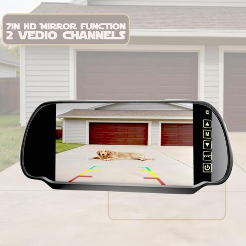 7 Inch TFT LCD Car Rearview Mirror Monitor, Widescreen Dash Cam Rear View Backup Camera Mirror with Touch Button, 2 Video Input, Vehicle Parking in-Mirror Monitor for Cars Trucks in Kuwait