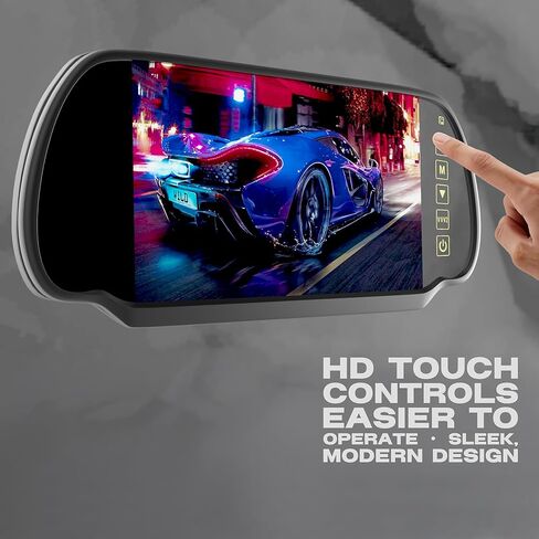 7 Inch TFT LCD Car Rearview Mirror Monitor, Widescreen Dash Cam Rear View Backup Camera Mirror with Touch Button, 2 Video Input, Vehicle Parking in-Mirror Monitor for Cars Trucks in Kuwait