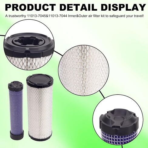 11013-7045&11013-7044 Inner&Outer Air Filter Kit Compatible with Kawasaki 11013-7019 11013-7020 AF25552 AF25551 FX850V ;Compatible with Kohler 2508301-S M131802 M131803 P821575 P822858(2 Pack) in Kuwait