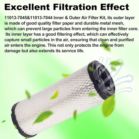 11013-7045&11013-7044 Inner&Outer Air Filter Kit Compatible with Kawasaki 11013-7019 11013-7020 AF25552 AF25551 FX850V ;Compatible with Kohler 2508301-S M131802 M131803 P821575 P822858(2 Pack) in Kuwait