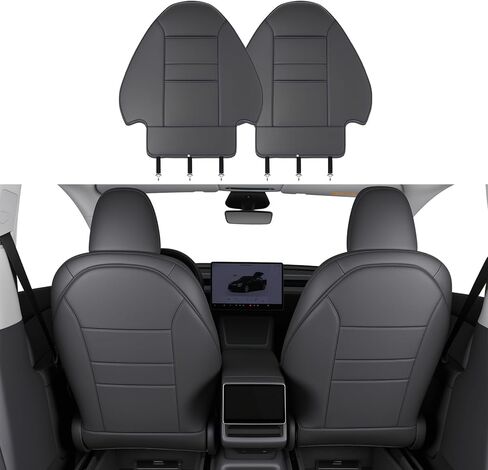 واقي المقعد الخلفي لملحقات Tesla Model Y Juniper/3/X/S، واقيات سجادات الركل الجلدية مع جيوب منظمة مزدوجة الطبقات للسائقين، غطاء مقعد خلفي مقاوم للماء مقاوم للخدش، مجموعة من 2 in Kuwait