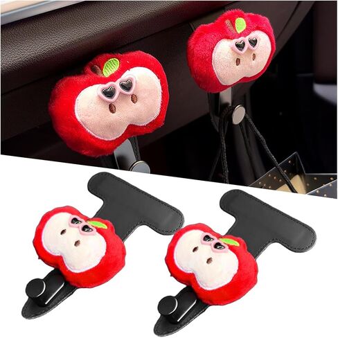2PCS Car Co-Pilot Glovebox Hooks, Cute Apple Anti-Scratch Leather Passenger Front Seat Storage Hanger, Multifunctional Automotive Interior Organizer Hook Accessories, Universal Fit (Pink) in Saudi Arabia