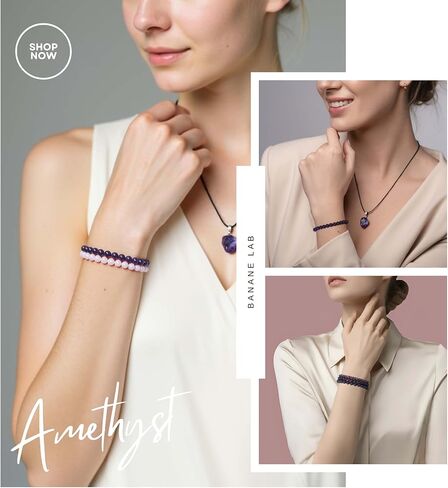 6mm Classic Real Natural Crystal Beaded Bracelet with Mystery Crystal Pendant (Multiple Wrist Sizes) | Standard Size Gemstone Handmade Stretchy Healing Energy Protection Yoga Jewelry Gift for Women Men in Kuwait